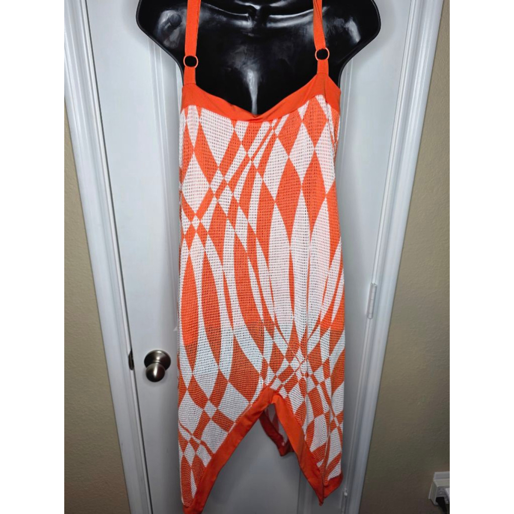 Ashley Stewart Orange & White Mesh Tunic Top Women’s Plus Size 18/20 - Picture 3 of 5